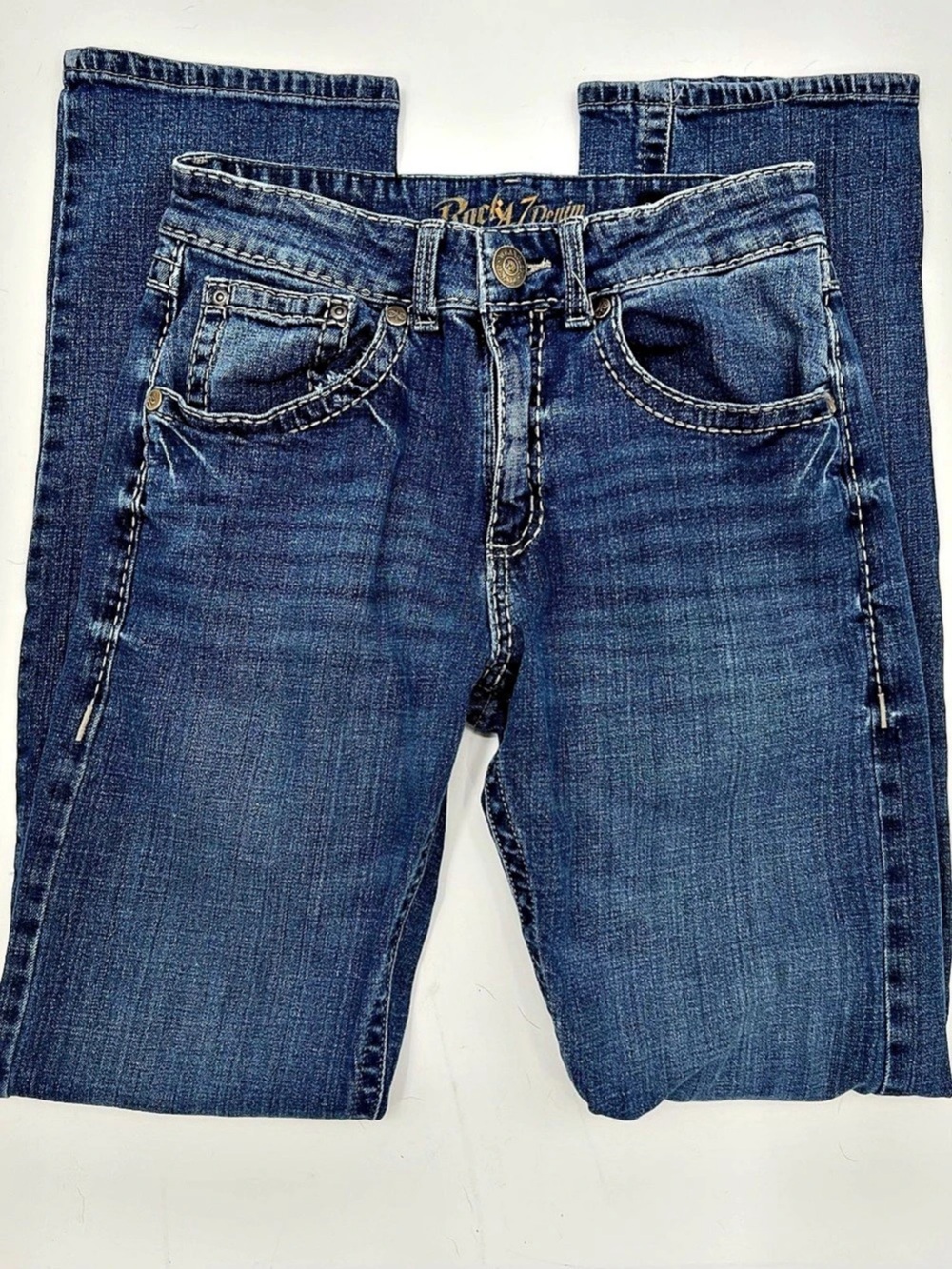 J100 Rock 47 Denim Wrangler Slim Straight Men's Jeans Blue Waist 30 x 36